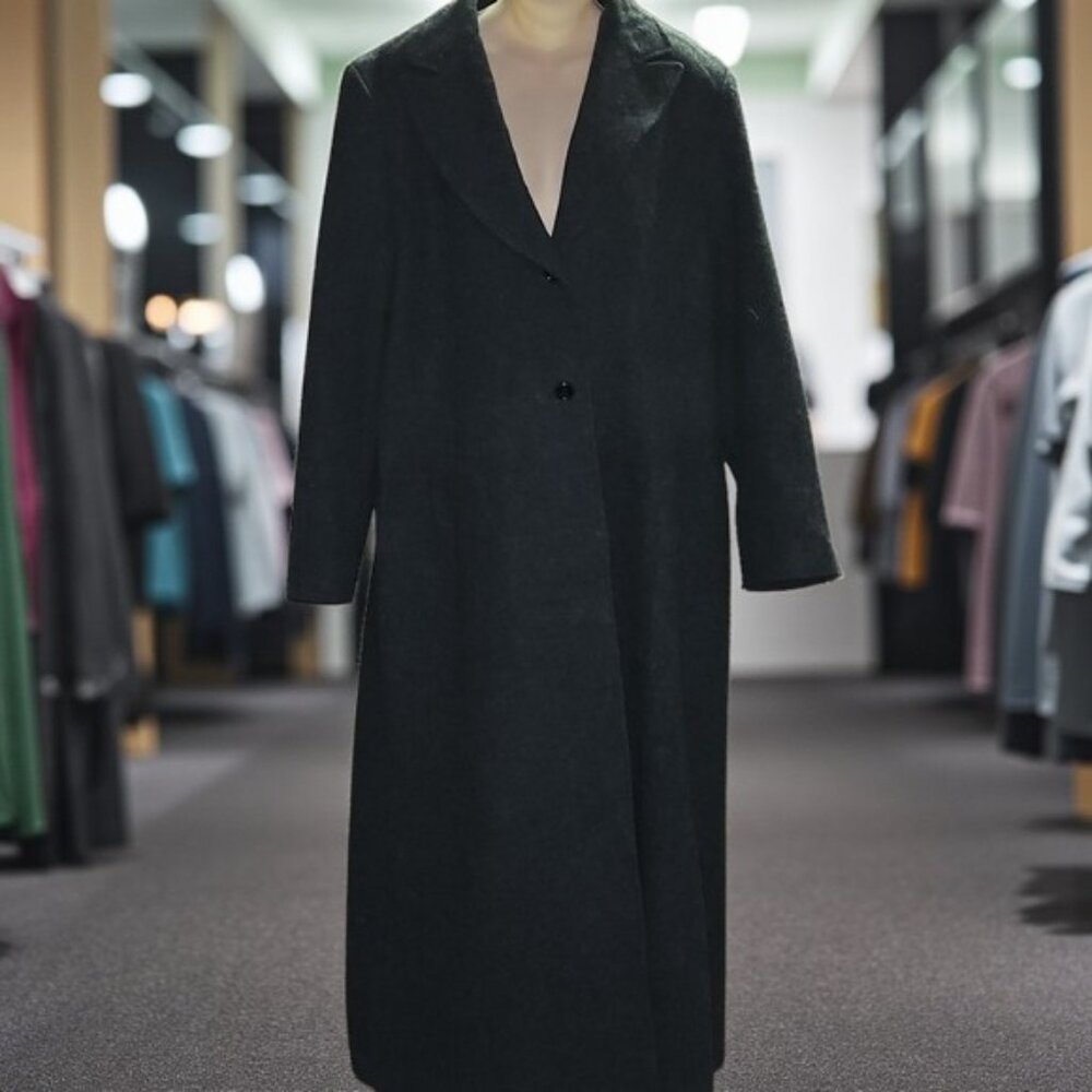Vintage Outbrook Elegant Black Women's Coat long wool lined warm Size 15/16